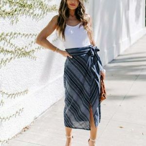 Vici navy and white wrap skirt